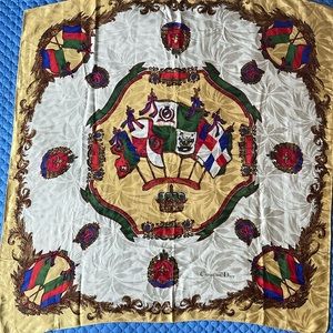 CHRISTIAN DIOR vintage 1990’s silk square scarf. Approx 34”